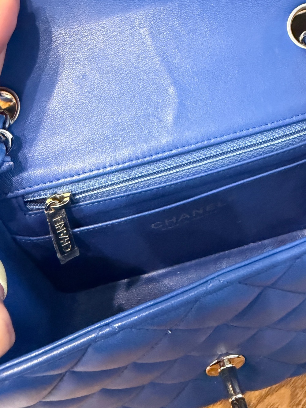 CHANEL square Quilted Lambskin Mini Flap Bag in Bright blue - Picture 9 of 9